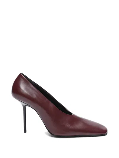 Victoria Beckham Square-toe Leather Pumps In Burgundy
