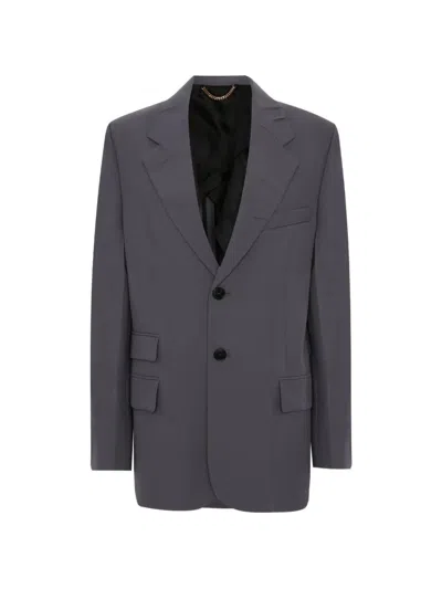 Victoria Beckham Step Collar Tailored Blazer In Gray
