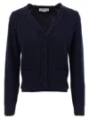 Victoria Beckham Navy Blue Stepped Hem Cardigan In Blue