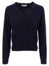 Victoria Beckham Navy Blue Stepped Hem Cardigan In Blue
