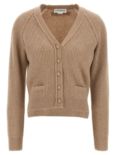 Victoria Beckham Stepped Hem' Cardigan In Gold