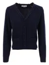 Victoria Beckham Navy Blue Stepped Hem Cardigan In Blue