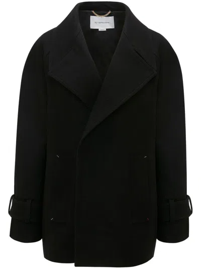 Victoria Beckham Stitch-detail Peacoat In Black