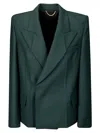 Victoria Beckham Pointed-shoulder Wool Blend Blazer In Seaweed