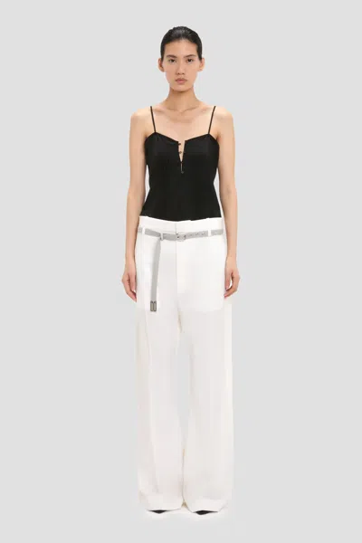 Victoria Beckham Straight Leg Folded Trouser In Off White