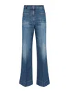 Victoria Beckham High Rise Wide Leg Alina Jeans In Washed Blue In Blue