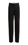 Victoria Beckham Straight Leg Wool Trouser In Black