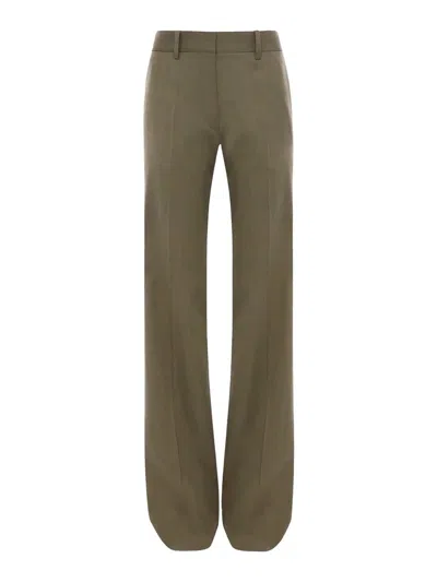 Victoria Beckham Wool-blend Straight-leg Trousers In Green