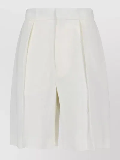 Victoria Beckham Straight Shorts Back Pockets Pleated Front In White