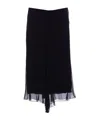Victoria Beckham Asymmetric Hem Midi Skirt With Sheer Overlay In Black