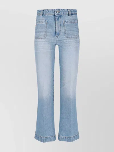 Victoria Beckham Straight Trousers With Front And Back Pockets In Blue