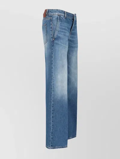 Victoria Beckham Straight Trousers With Pockets And Belt Loops In Blue