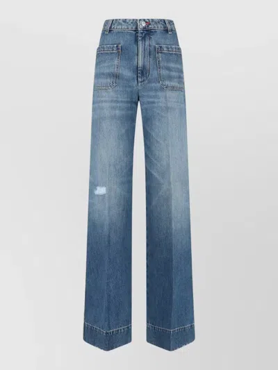 VICTORIA BECKHAM STRAIGHT TROUSERS WITH POCKETS AND BELT LOOPS