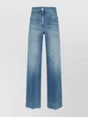Victoria Beckham Straight Trousers With Pockets And Stitching In Blue