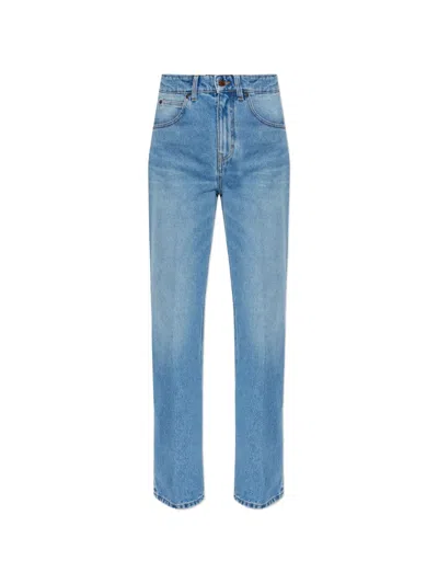 Victoria Beckham Julia Straight Leg Jeans In Worn Blue Wash