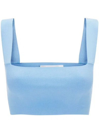 Victoria Beckham Strap Bandeau Cropped Top In Blau