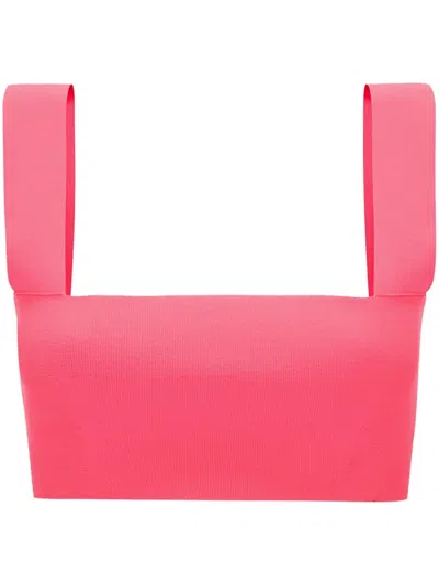 Victoria Beckham Strap Bandeau Ribbed Top In Pink