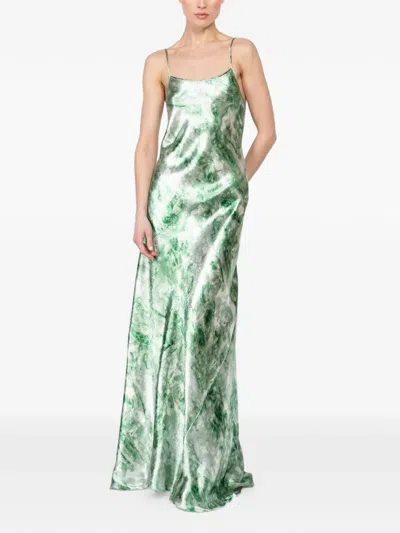 Victoria Beckham Strap V-neck Dress In Green