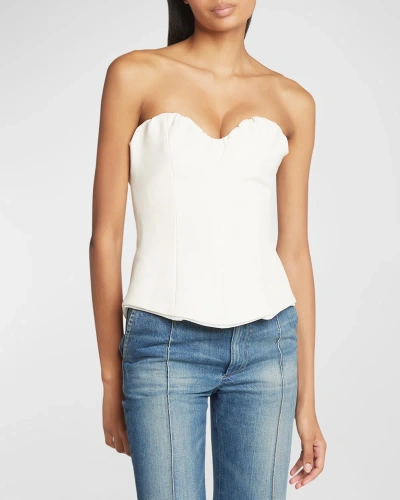 Victoria Beckham Strapless Cotton Corset Top In Antique White