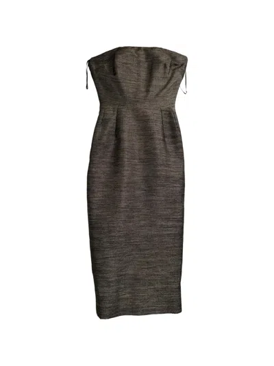Pre-owned Victoria Beckham Strapless Midi Dress In Black