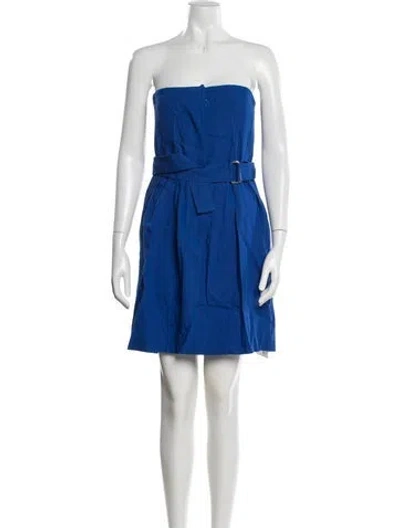 Pre-owned Victoria Beckham Strapless Mini Dress In Blue