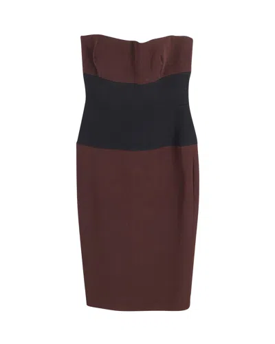 Victoria Beckham Strapless Panel Dress In Burgundy Silk In Red