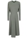 Victoria Beckham Long Sleeve Dolman Midi Dress In Green