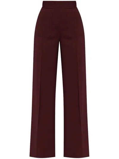 Victoria Beckham Strech Wool Blend Pants In Brown