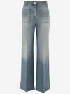 Victoria Beckham Alina Indigo Wash Camal Jean Pants In Light Denim