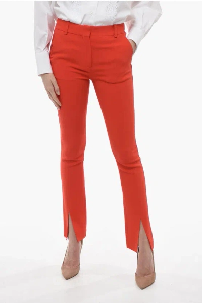 Victoria Beckham Stretch Fabric Chinos Pants With Front Stitching In Red
