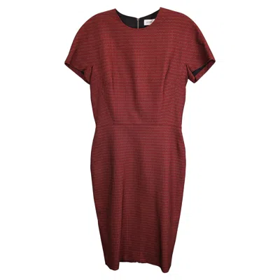 Victoria Beckham Stretch Jacquard Midi Dress In Burgundy Cotton In Brown