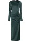 Victoria Beckham Slash-neck Long-sleeve Gown In Green