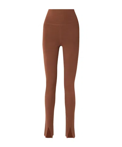 Victoria Beckham Stretch-knit Leggings In Brown