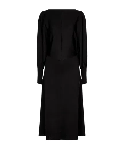 Victoria Beckham Stretch Knit Midi Dress In Black