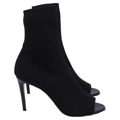 Victoria Beckham Stretch-knit Open-toe Sock Boots In Black Polyester