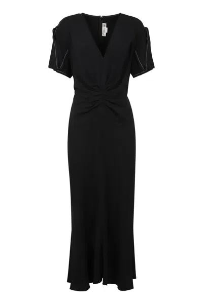 Victoria Beckham Ruched Midi Dress In Black