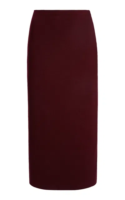 Victoria Beckham Stretch-merino Wool Midi Skirt In Burgundy
