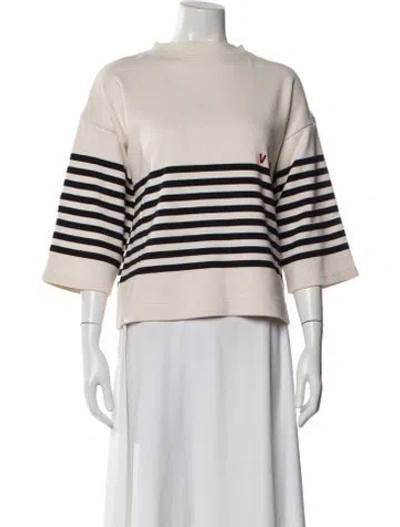 Pre-owned Victoria Beckham Striped Bateau Neckline Sweater In Neutral