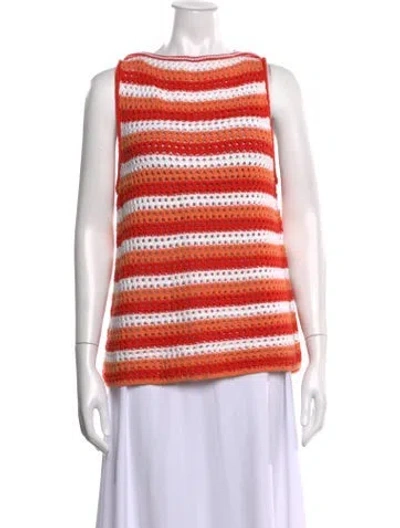 Pre-owned Victoria Beckham Striped Bateau Neckline Sweater In Orange