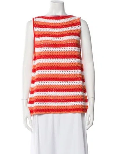 Pre-owned Victoria Beckham Striped Bateau Neckline Sweater W/ Tags In White