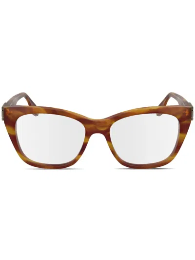 Victoria Beckham Striped Blonde Glasses In Burgundy