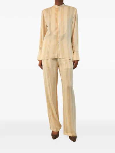 Pre-owned Victoria Beckham Striped Blouse And Trousers Set In Neutrals