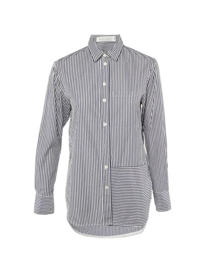 Pre-owned Victoria Beckham Striped Button-front Shirt In Blue
