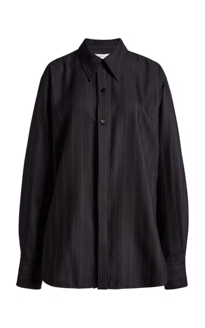 Victoria Beckham Striped Button-up Shirt In Black