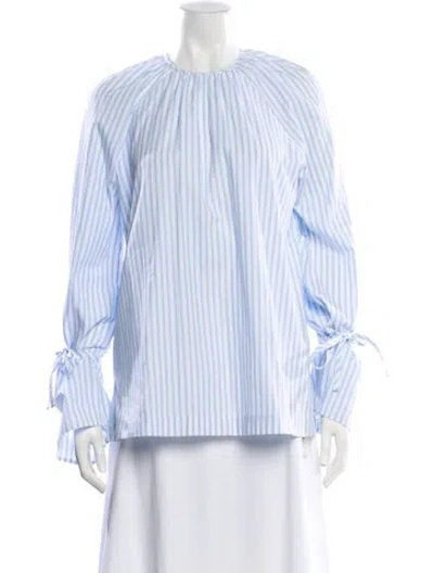 Pre-owned Victoria Beckham Striped Crew Neck Blouse In Blue