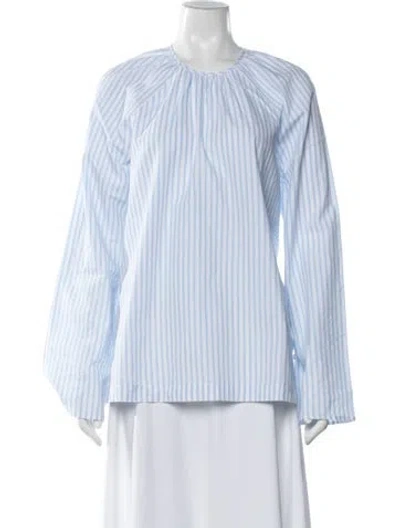 Pre-owned Victoria Beckham Striped Crew Neck Blouse In Blue