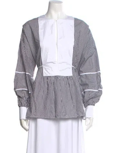 Pre-owned Victoria Beckham Striped Crew Neck Blouse In Multi