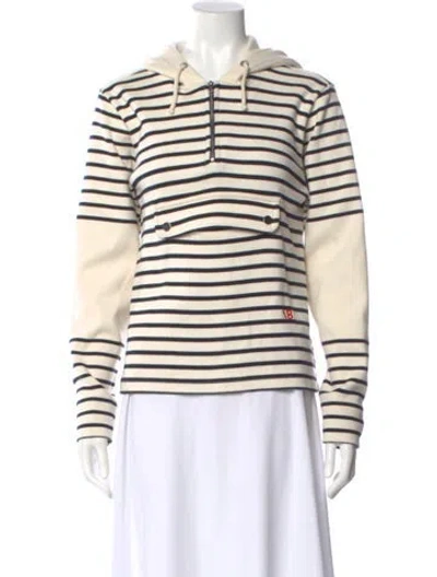 Pre-owned Victoria Beckham Striped Crew Neck Hoodie In Neutral