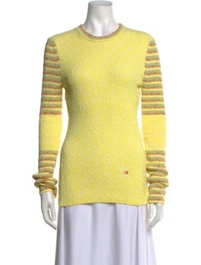 Pre-owned Victoria Beckham Striped Crew Neck Sweater In Yellow