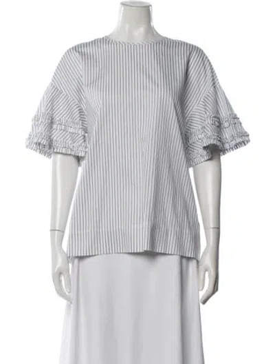 Pre-owned Victoria Beckham Striped Crew Neck Top In White